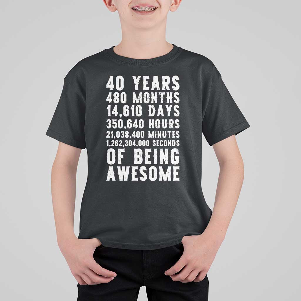 40 Years of Being Awesome T Shirt For Kid Vintage 1986 Fortieth Birthday Graphic