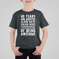 40 Years of Being Awesome T Shirt For Kid Vintage 1986 Fortieth Birthday Graphic