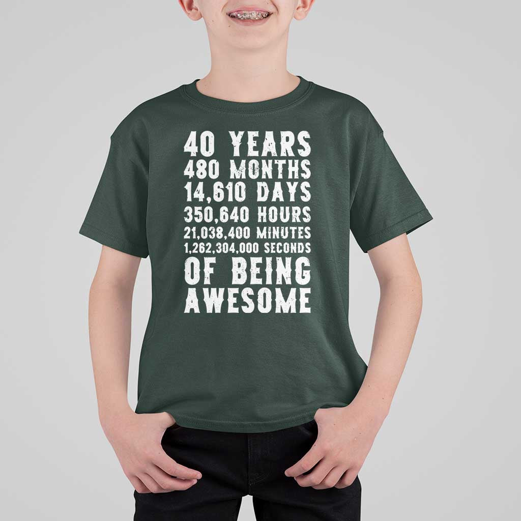 40 Years of Being Awesome T Shirt For Kid Vintage 1986 Fortieth Birthday Graphic