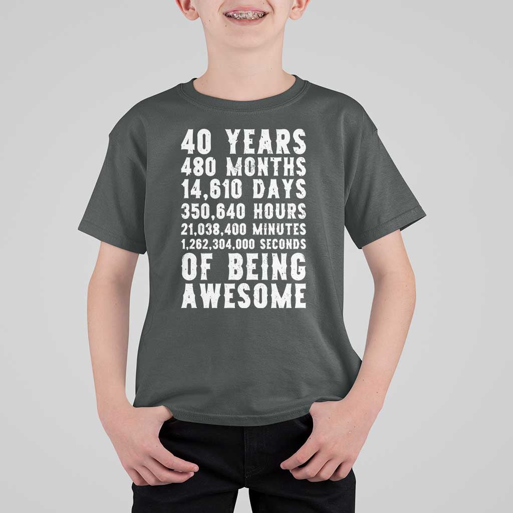 40 Years of Being Awesome T Shirt For Kid Vintage 1986 Fortieth Birthday Graphic