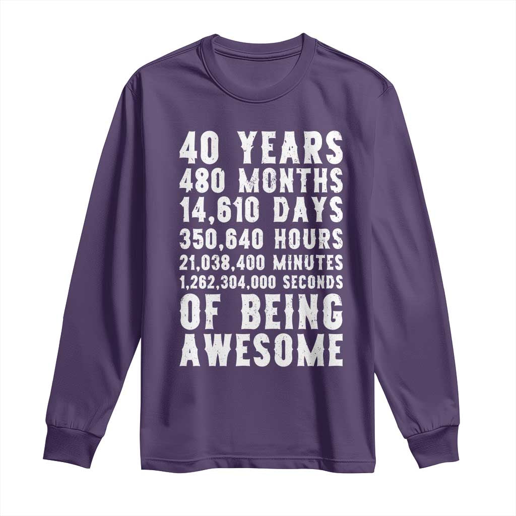 40 Years of Being Awesome Long Sleeve Shirt Vintage 1986 Fortieth Birthday Graphic