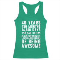40 Years of Being Awesome Racerback Tank Top Vintage 1986 Fortieth Birthday Graphic