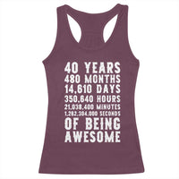 40 Years of Being Awesome Racerback Tank Top Vintage 1986 Fortieth Birthday Graphic