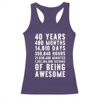 40 Years of Being Awesome Racerback Tank Top Vintage 1986 Fortieth Birthday Graphic