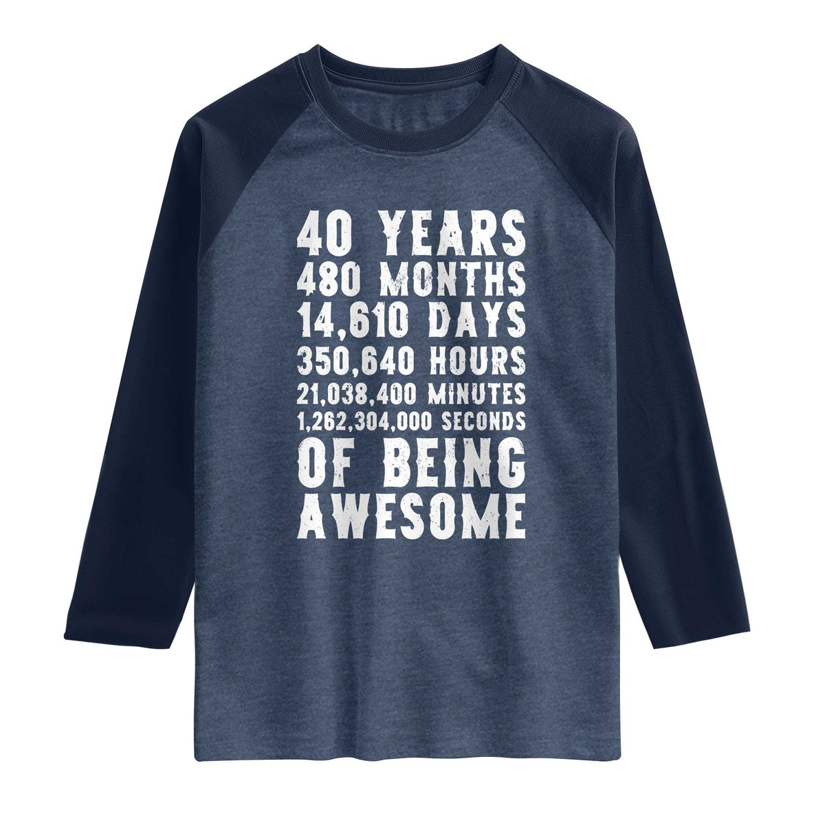 40 Years of Being Awesome Raglan Shirt Vintage 1986 Fortieth Birthday Graphic