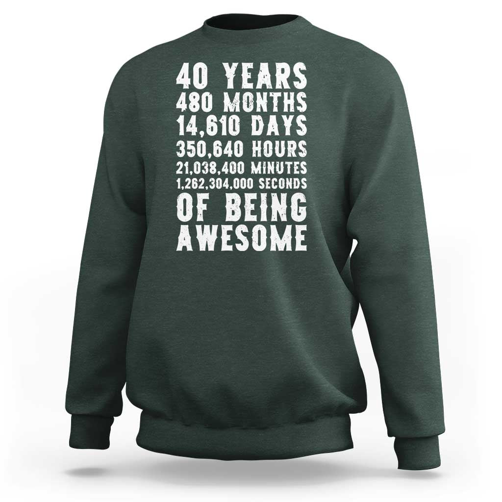 40 Years of Being Awesome Sweatshirt Vintage 1986 Fortieth Birthday Graphic