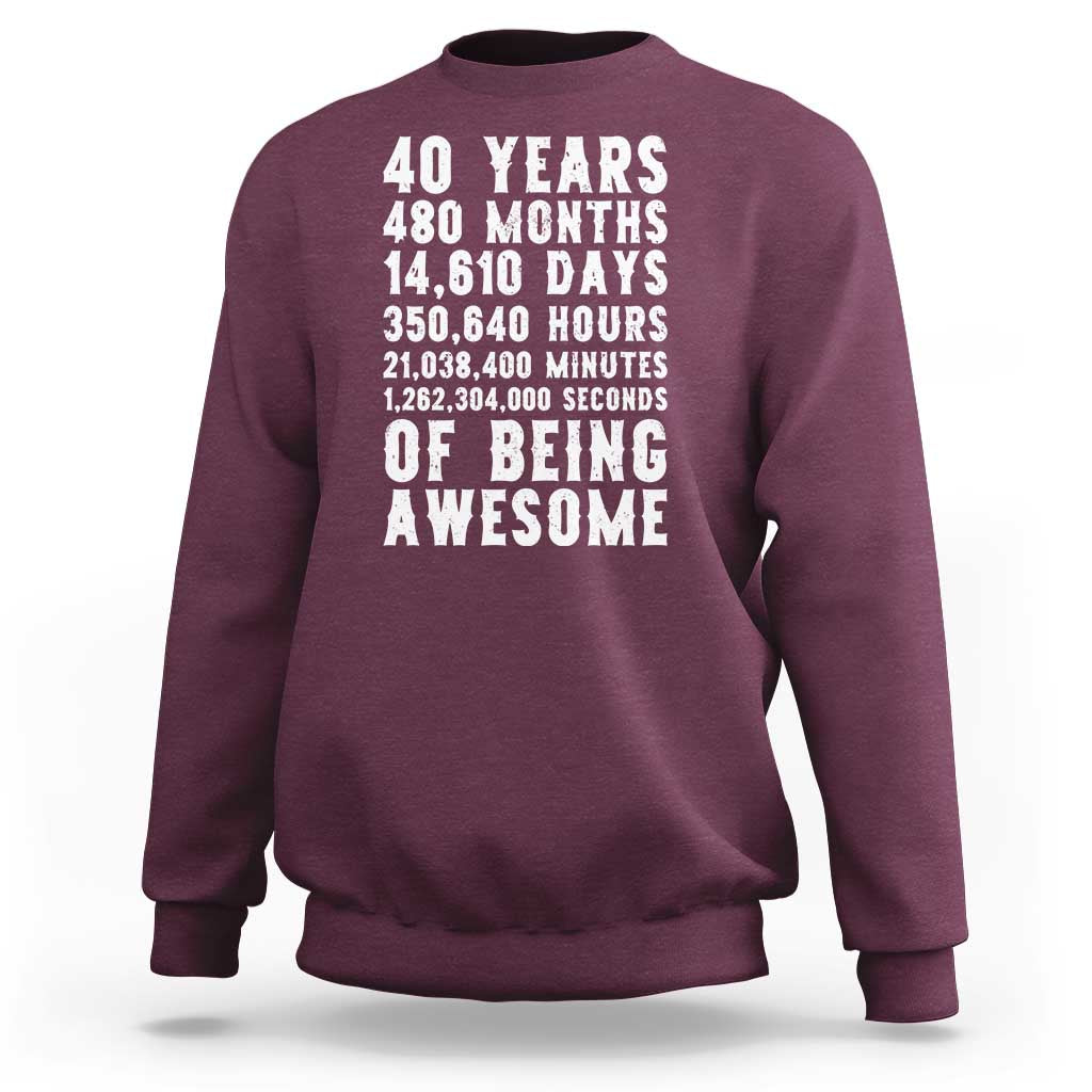 40 Years of Being Awesome Sweatshirt Vintage 1986 Fortieth Birthday Graphic