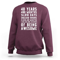 40 Years of Being Awesome Sweatshirt Vintage 1986 Fortieth Birthday Graphic
