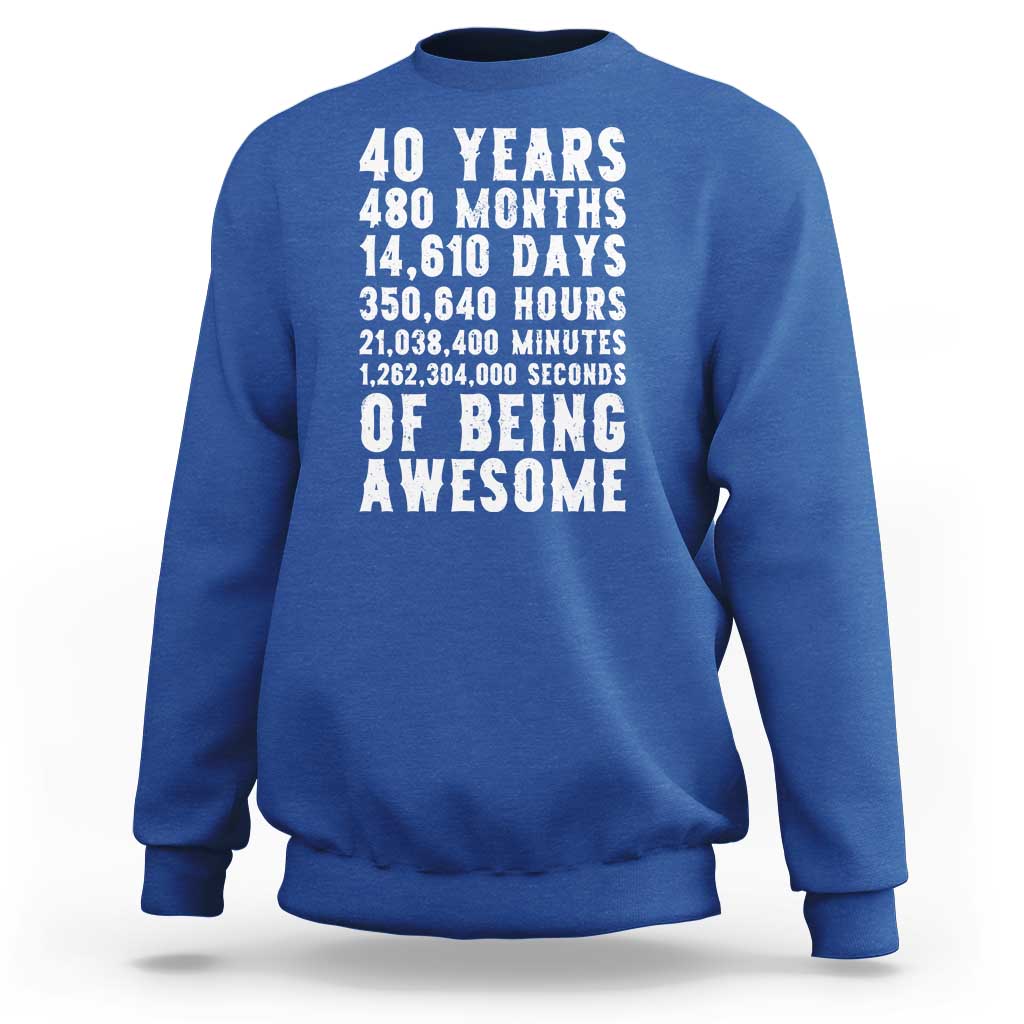 40 Years of Being Awesome Sweatshirt Vintage 1986 Fortieth Birthday Graphic