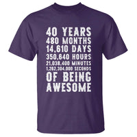 40 Years of Being Awesome T Shirt Vintage 1986 Fortieth Birthday Graphic