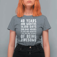 40 Years of Being Awesome T Shirt For Women Vintage 1986 Fortieth Birthday Graphic