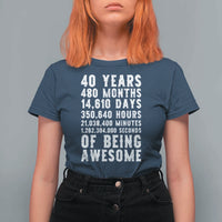 40 Years of Being Awesome T Shirt For Women Vintage 1986 Fortieth Birthday Graphic