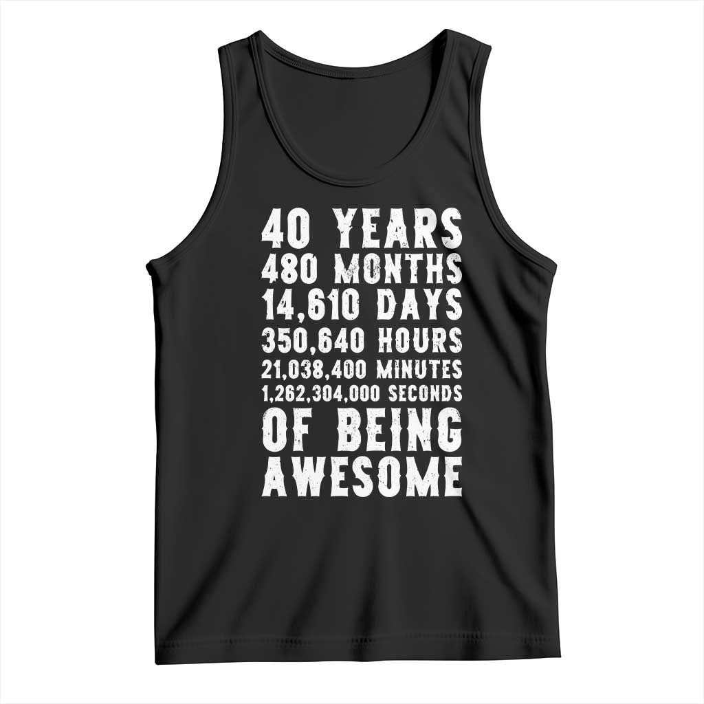 40 Years of Being Awesome Tank Top Vintage 1986 Fortieth Birthday Graphic