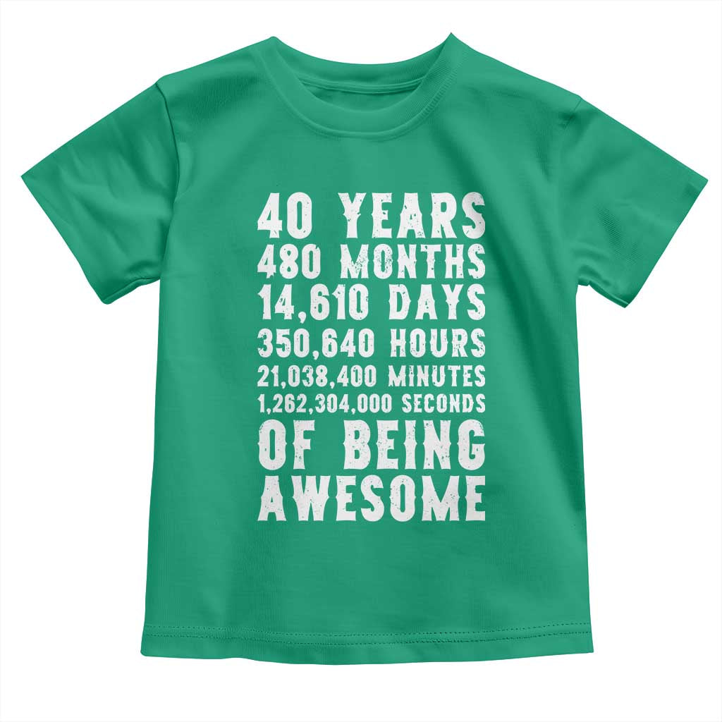 40 Years of Being Awesome Toddler T Shirt Vintage 1986 Fortieth Birthday Graphic