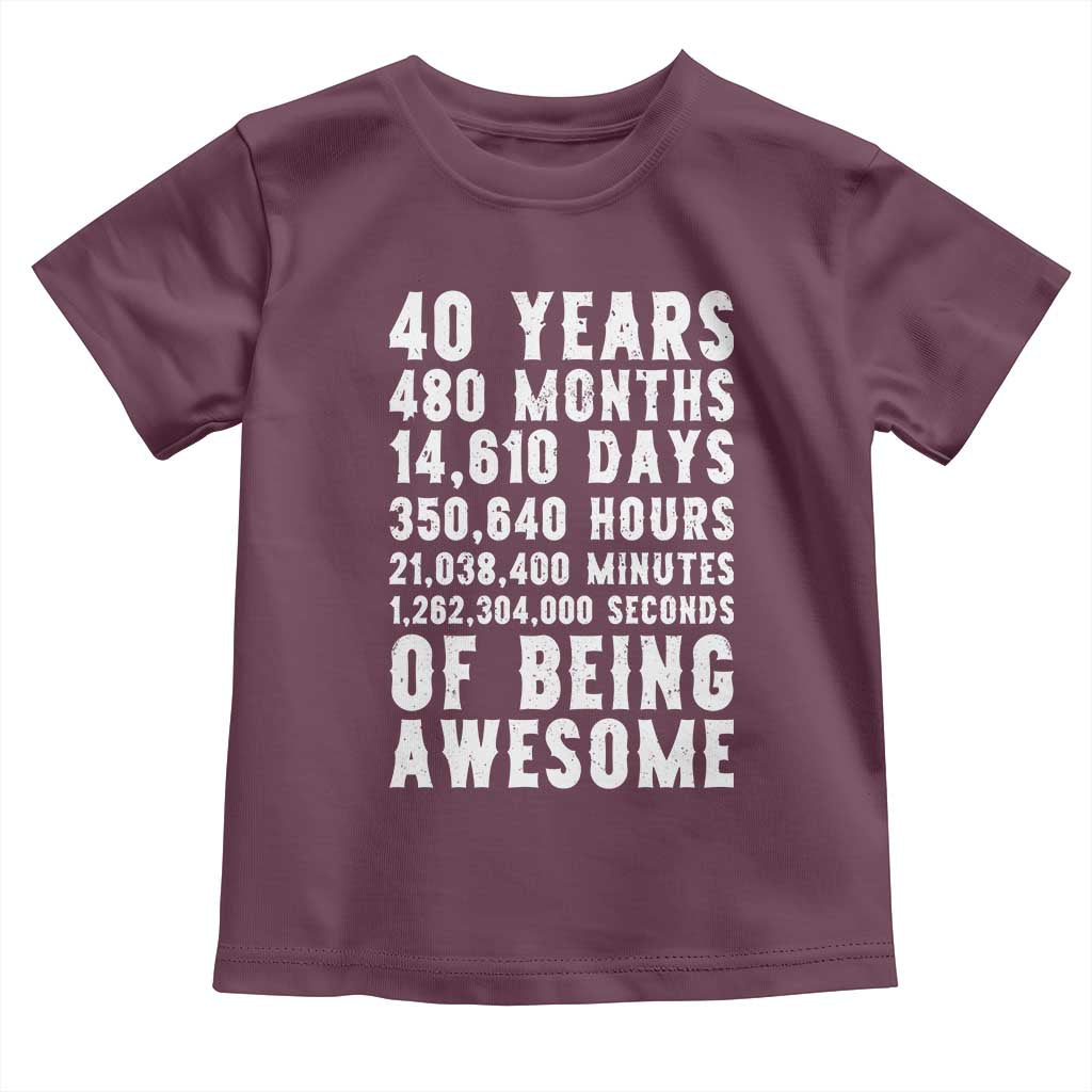 40 Years of Being Awesome Toddler T Shirt Vintage 1986 Fortieth Birthday Graphic