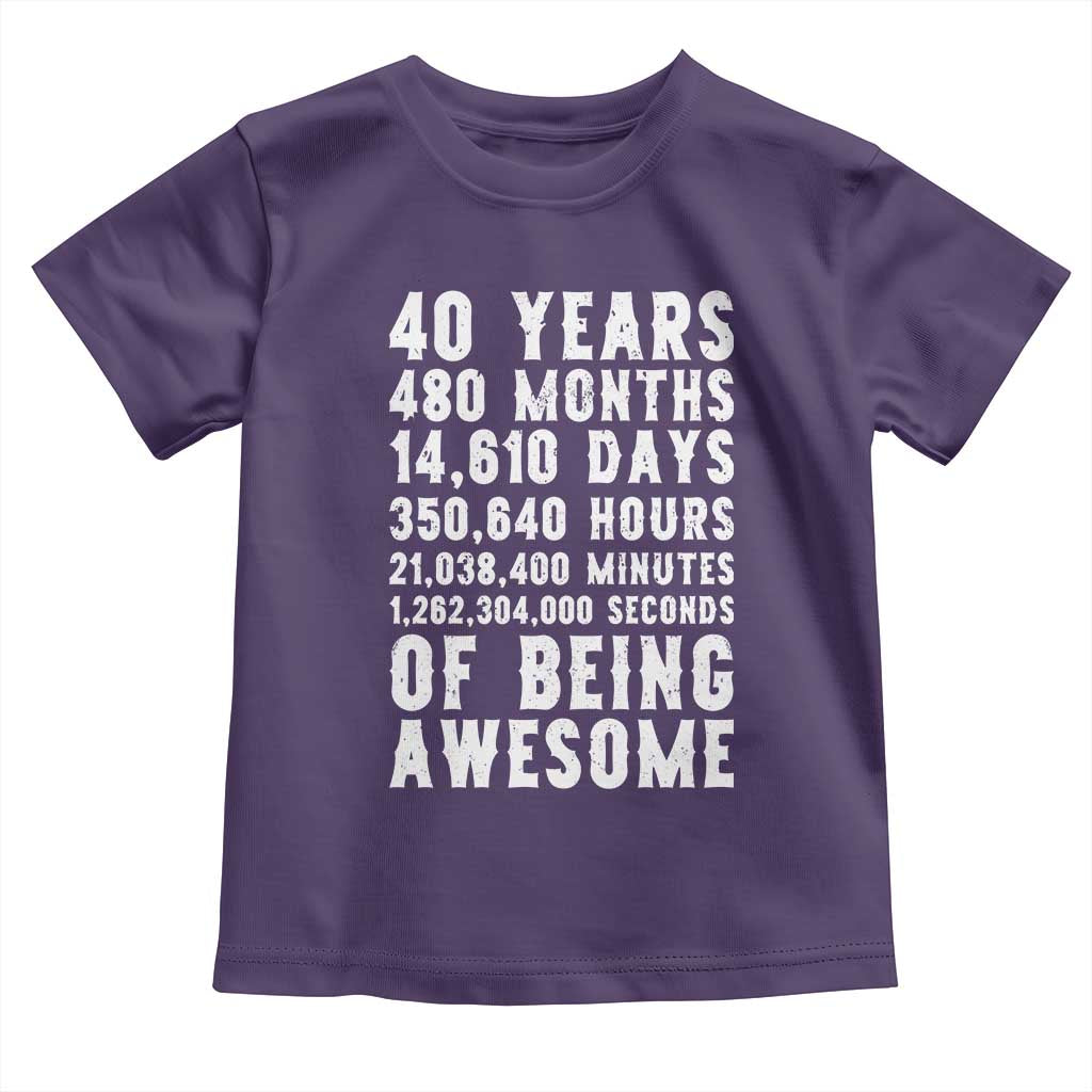 40 Years of Being Awesome Toddler T Shirt Vintage 1986 Fortieth Birthday Graphic