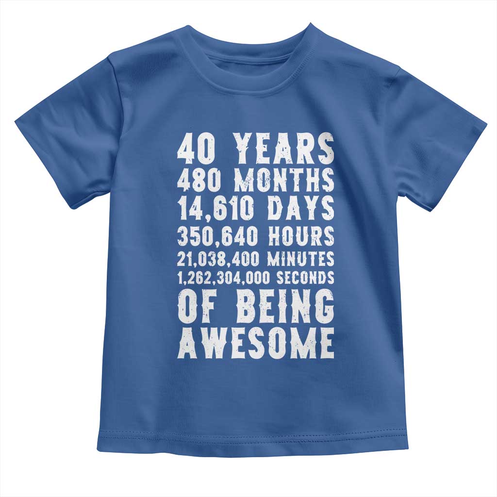 40 Years of Being Awesome Toddler T Shirt Vintage 1986 Fortieth Birthday Graphic
