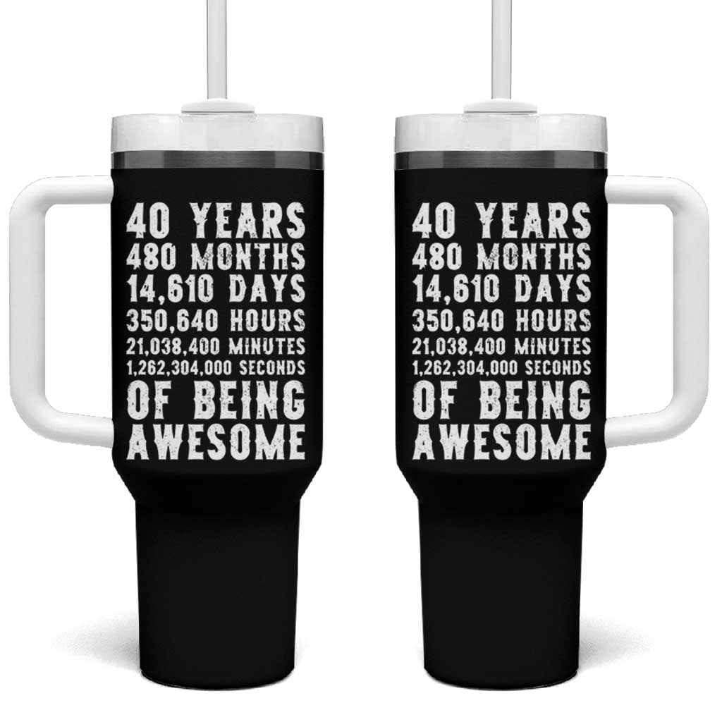40 Years of Being Awesome Tumbler With Handle Vintage 1986 Fortieth Birthday Graphic