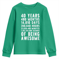 40 Years of Being Awesome Youth Sweatshirt Vintage 1986 Fortieth Birthday Graphic