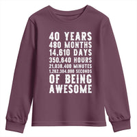 40 Years of Being Awesome Youth Sweatshirt Vintage 1986 Fortieth Birthday Graphic