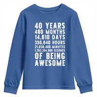 40 Years of Being Awesome Youth Sweatshirt Vintage 1986 Fortieth Birthday Graphic