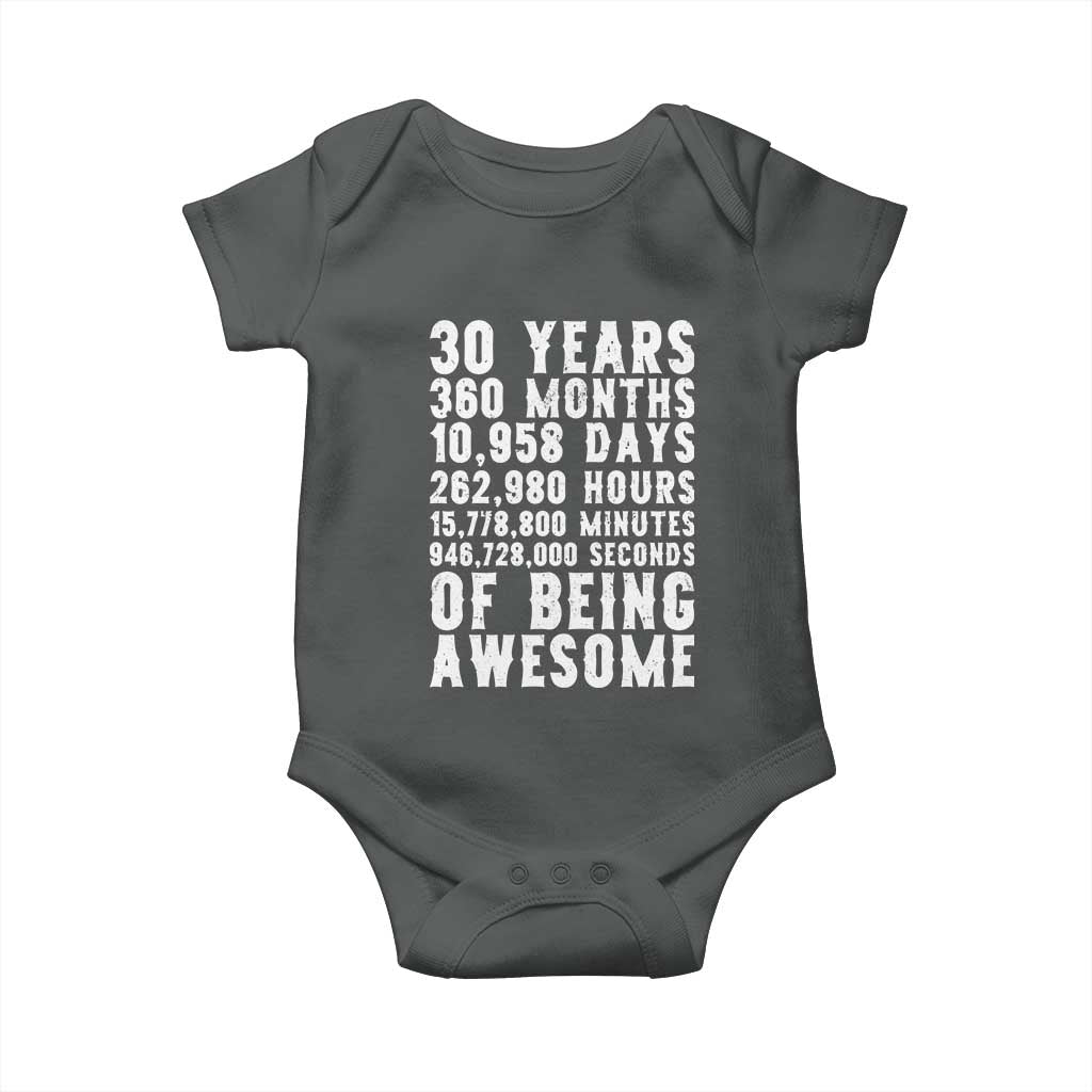 Funny 30th Birthday Baby Onesie Thirty Years Of Being Awesome