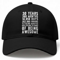Funny 30th Birthday Baseball Cap Thirty Years Of Being Awesome