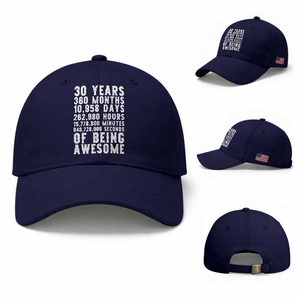 Funny 30th Birthday Baseball Cap Thirty Years Of Being Awesome