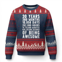 Funny 30th Birthday Ugly Christmas Sweater Thirty Years Of Being Awesome