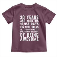 Funny 30th Birthday Toddler T Shirt Thirty Years Of Being Awesome