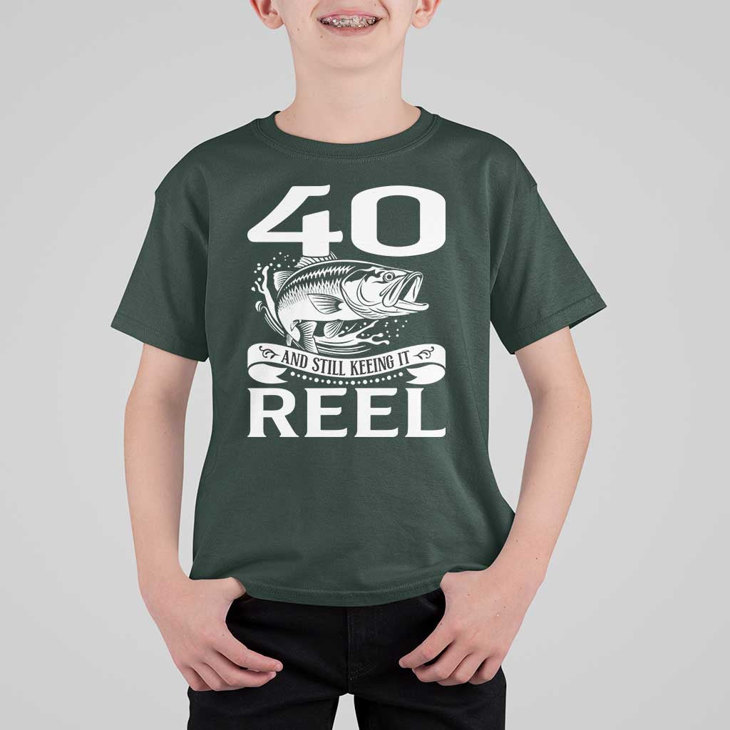 Still Keeping It Reel At 40 T Shirt For Kid Fisherman Birthday Gift