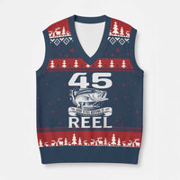 Still Keeping It Reel At 45 V-Neck Knit Sweater Vest Fisherman Birthday Gift