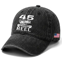 Still Keeping It Reel At 45 Washed Cotton Baseball Cap Fisherman Birthday Gift