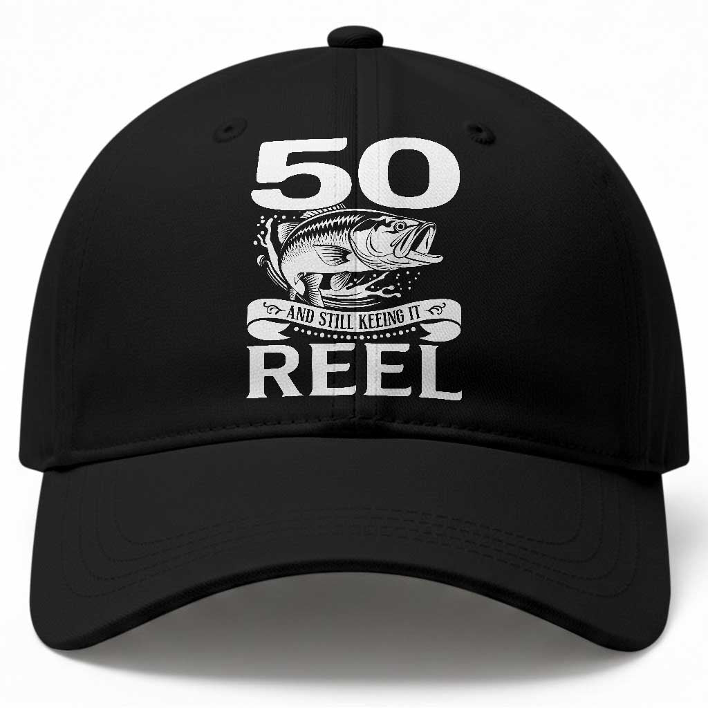 Still Keeping It Reel At 50 Baseball Cap Fisherman Birthday Gift