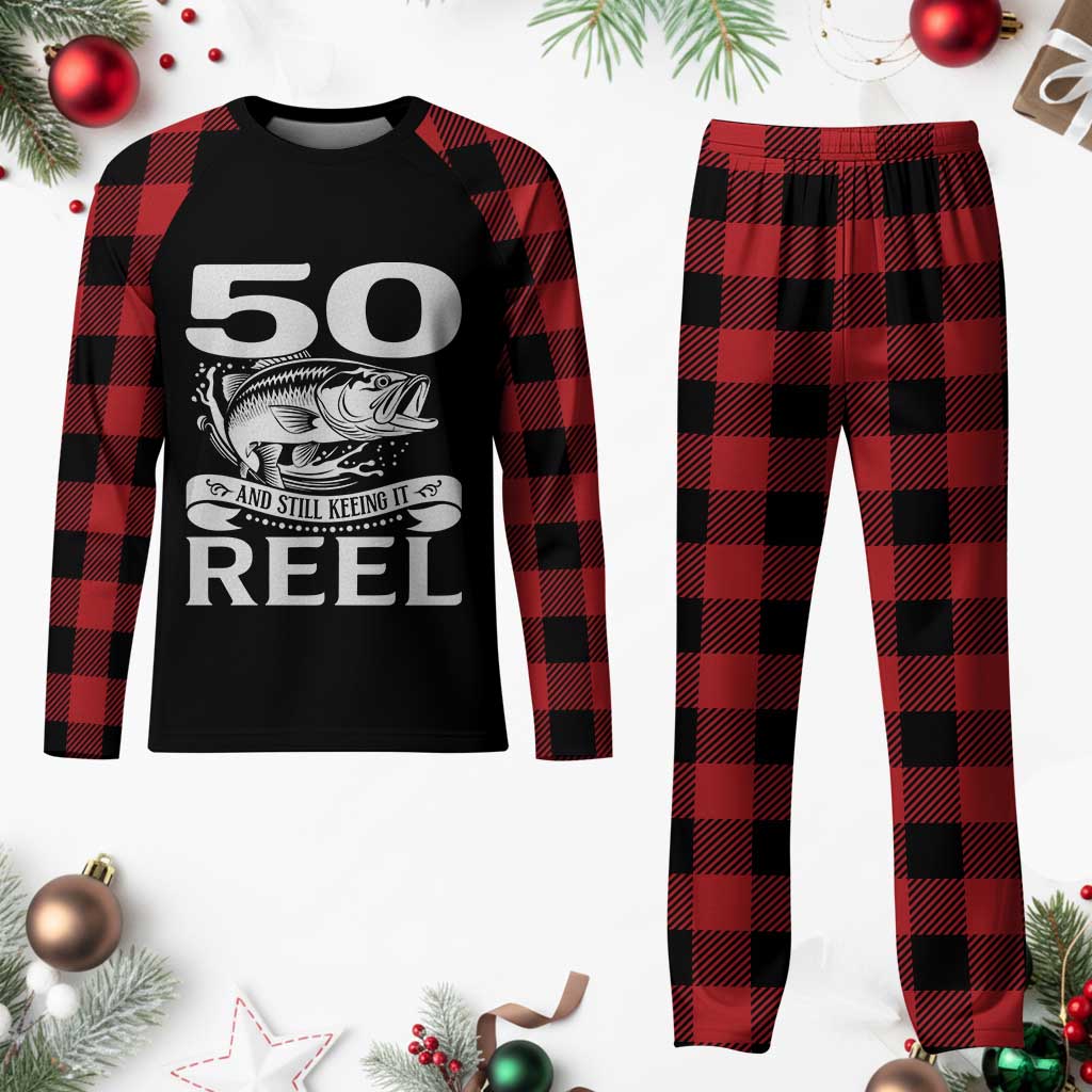 Still Keeping It Reel At 50 Plaid Pajama Set Fisherman Birthday Gift