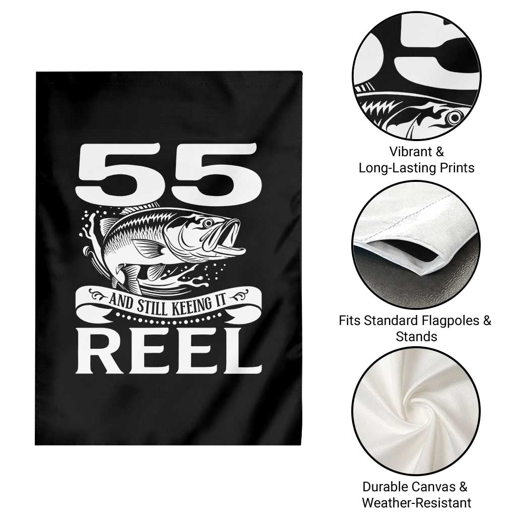 Still Keeping It Reel At 55 Garden Flag Fisherman Birthday Gift