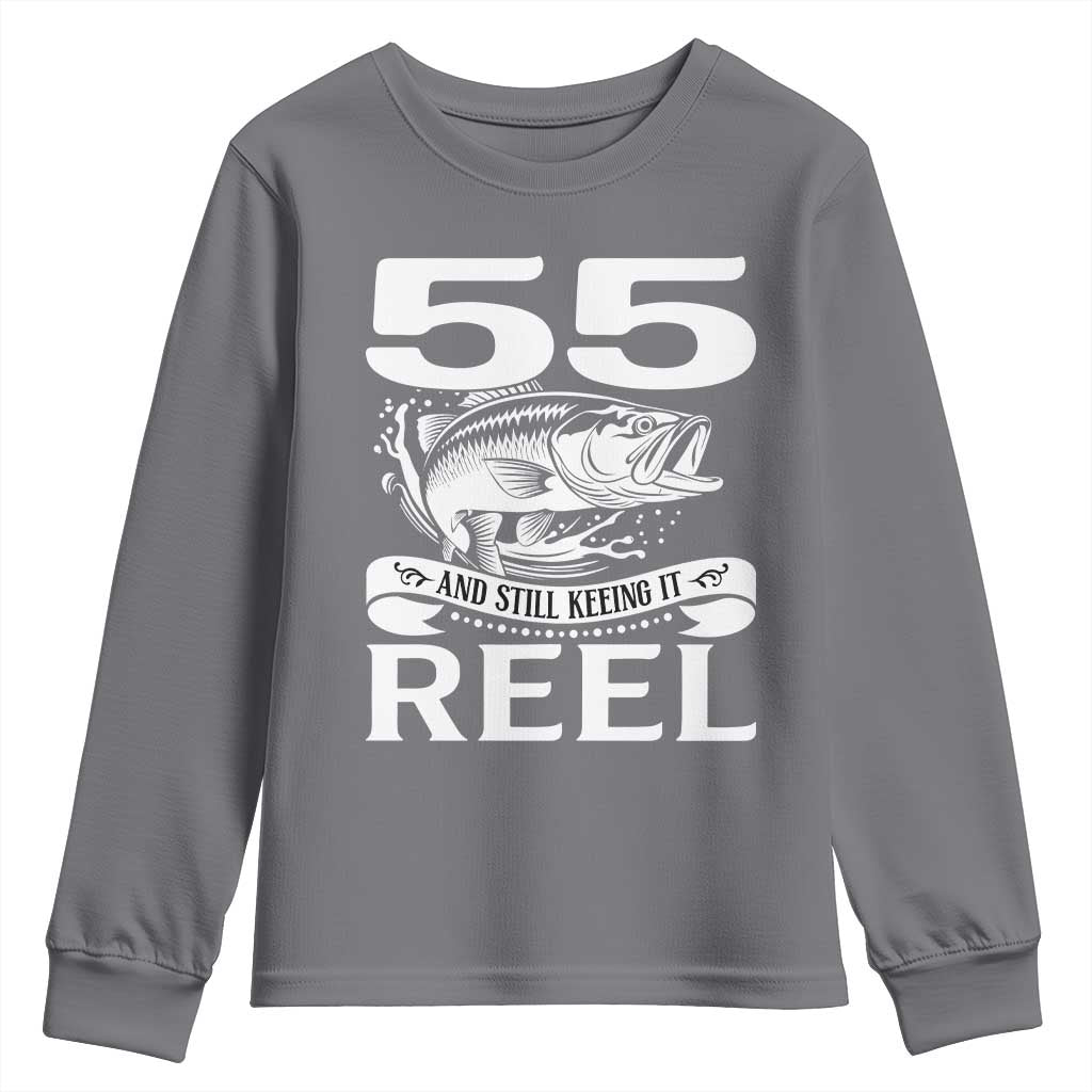 Still Keeping It Reel At 55 Youth Sweatshirt Fisherman Birthday Gift