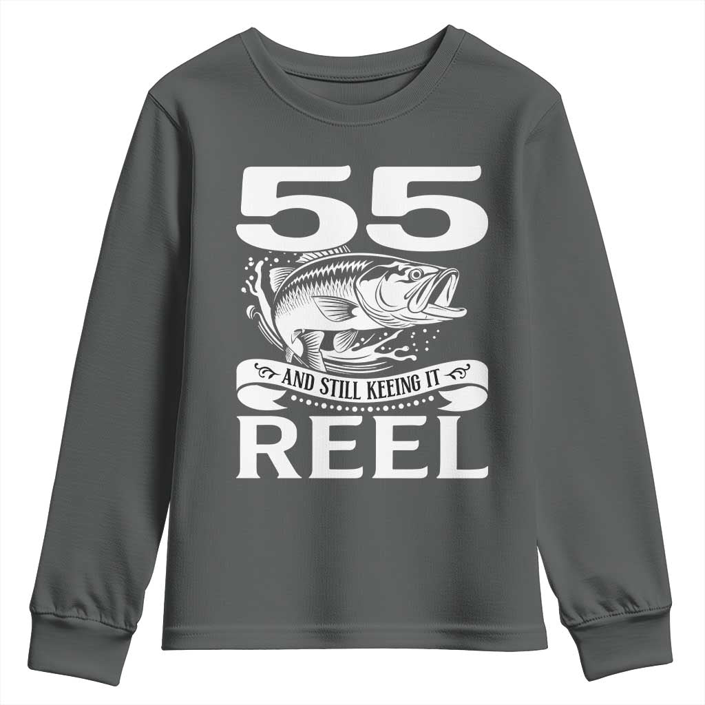 Still Keeping It Reel At 55 Youth Sweatshirt Fisherman Birthday Gift