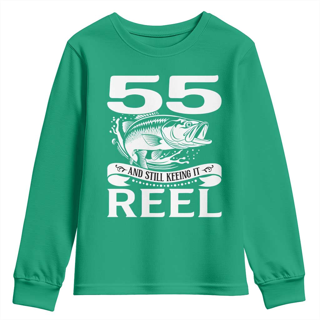 Still Keeping It Reel At 55 Youth Sweatshirt Fisherman Birthday Gift