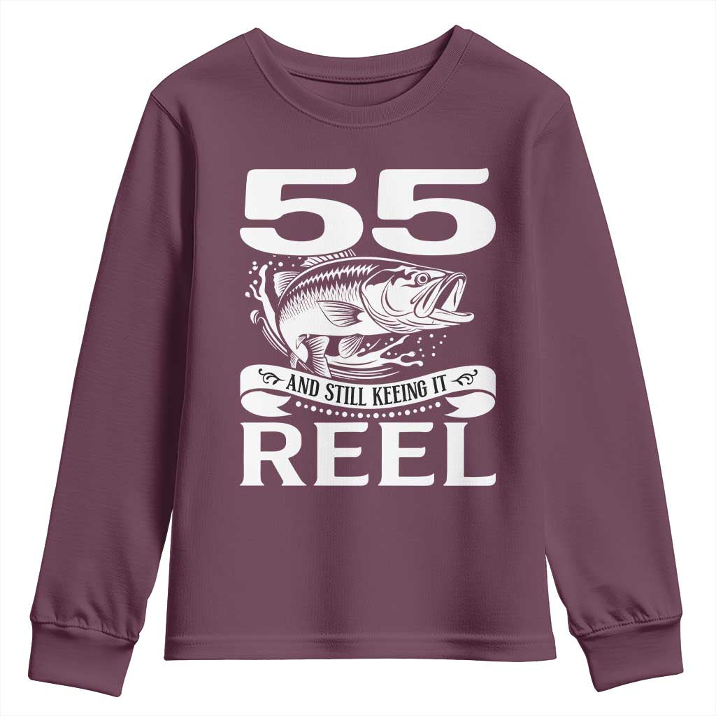 Still Keeping It Reel At 55 Youth Sweatshirt Fisherman Birthday Gift