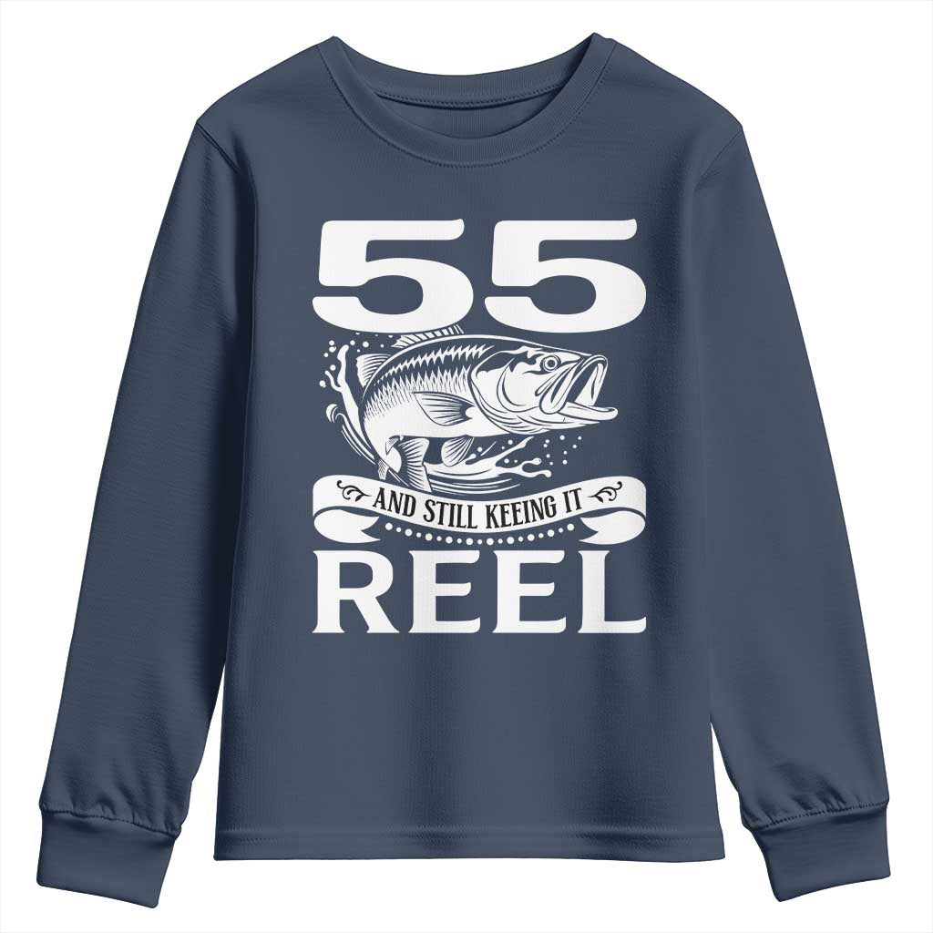 Still Keeping It Reel At 55 Youth Sweatshirt Fisherman Birthday Gift