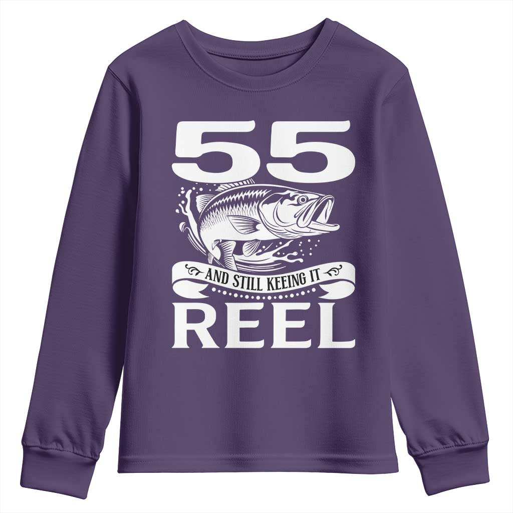 Still Keeping It Reel At 55 Youth Sweatshirt Fisherman Birthday Gift
