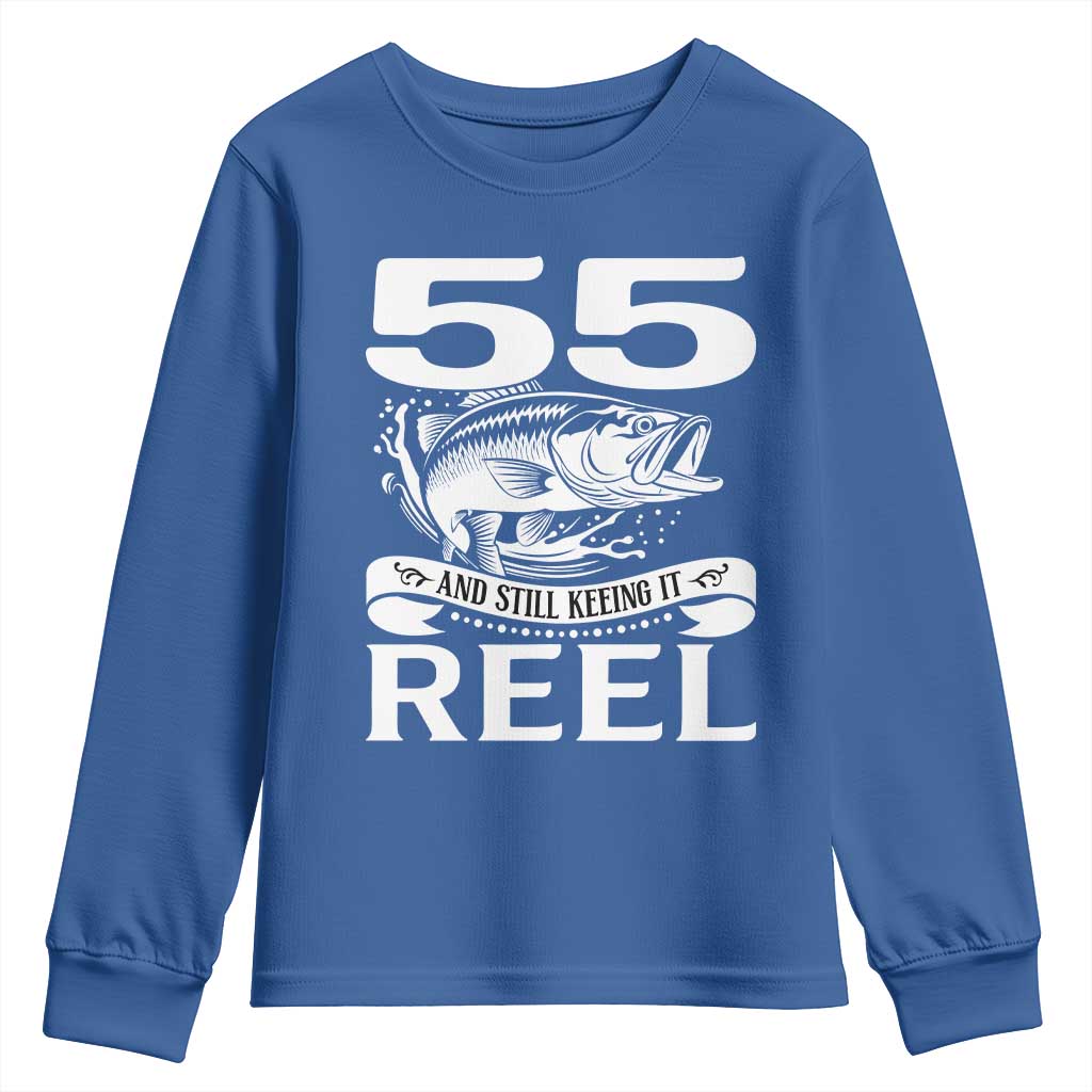 Still Keeping It Reel At 55 Youth Sweatshirt Fisherman Birthday Gift
