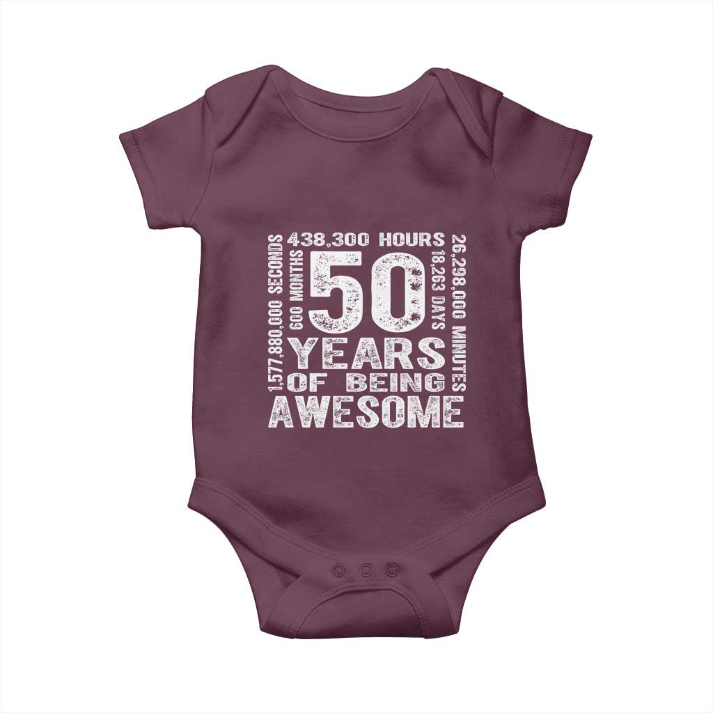 Funny 50th Birthday Gift Baby Onesie 50 Years Of Being Awesome