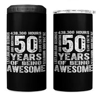 Funny 50th Birthday Gift 4 in 1 Can Cooler Tumbler 50 Years Of Being Awesome