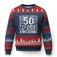 Funny 50th Birthday Gift Ugly Christmas Sweater 50 Years Of Being Awesome