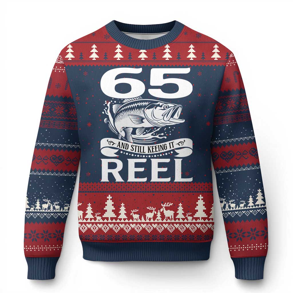Still Keeping It Reel At 65 Ugly Christmas Sweater Fisherman Birthday Gift