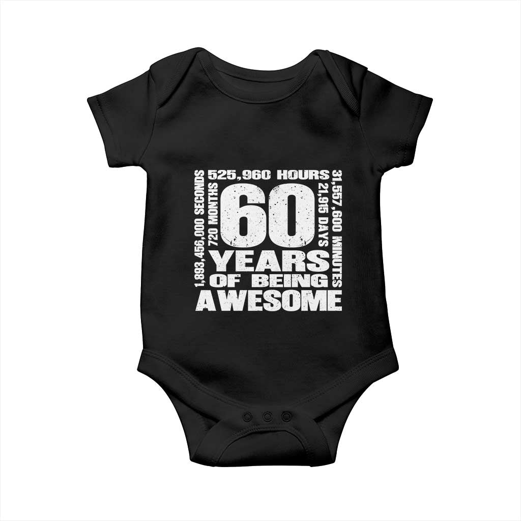 60th Milestone Birthday Gift Baby Onesie 60 Years Of Being Awesome