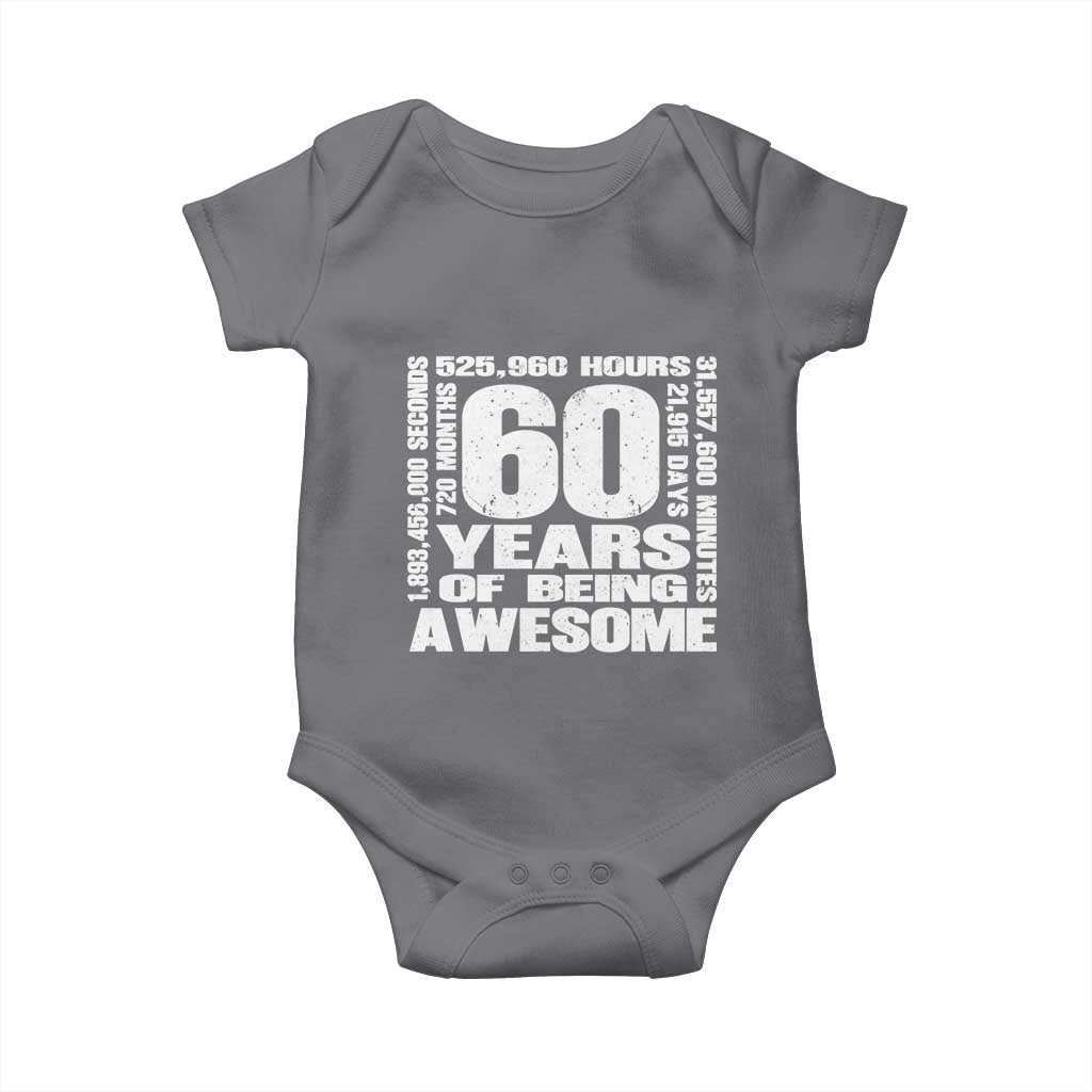 60th Milestone Birthday Gift Baby Onesie 60 Years Of Being Awesome
