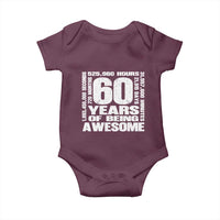 60th Milestone Birthday Gift Baby Onesie 60 Years Of Being Awesome